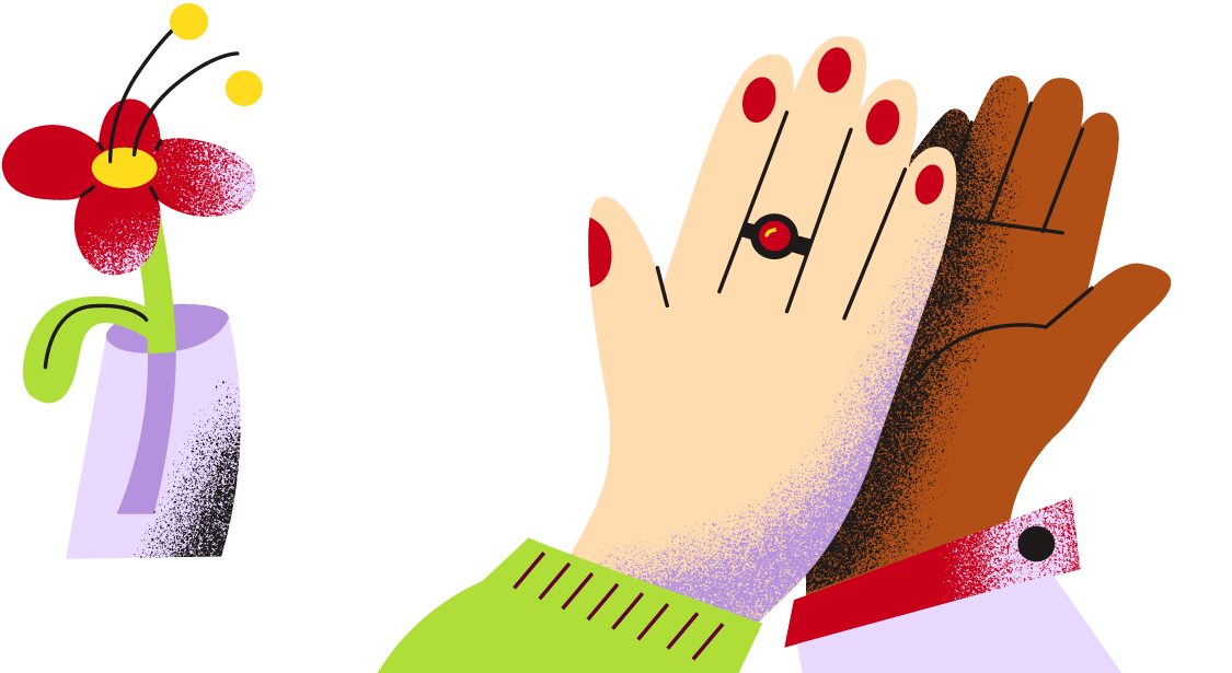 Zwei Hände geben sich ein Highfive